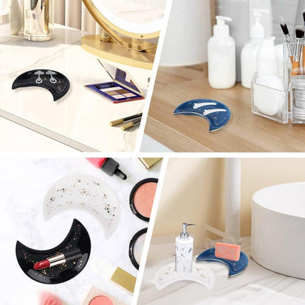 Moon Shaped Decorative Plate Fruit Tray Jewelry Storage Rack Dip Saucer for Home