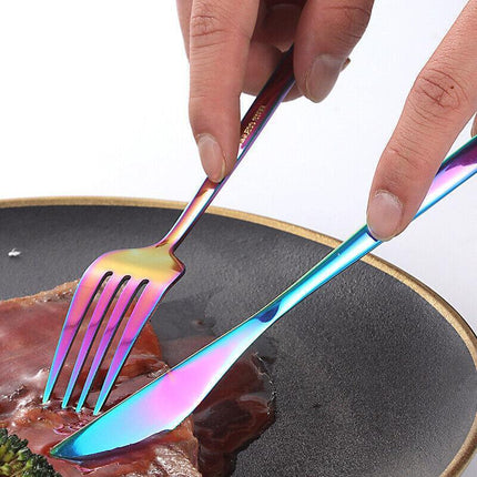 8PCS Portable Stainless Steel Tableware Dinnerware Travel Camping Cutlery Set - Aimall