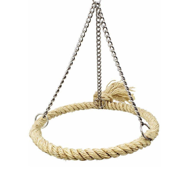 Parrot Rope Ring Swing Toys Budgie Cockatiel Hanging Cage Hammock Perch Bird Toy - Aimall