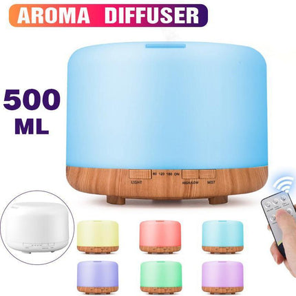 500ML Aroma Aromatherapy Diffuser LED Oil Ultrasonic Air Humidifier Purifier - Aimall