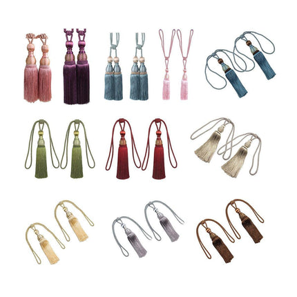 1pair Curtain Tiebacks Hanging Balls Tassel Rope Decorative Curtain Holders