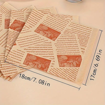 200PCS Vintage Newspaper Print Kraft Paper Bags Eco-Friendly Food Packaging