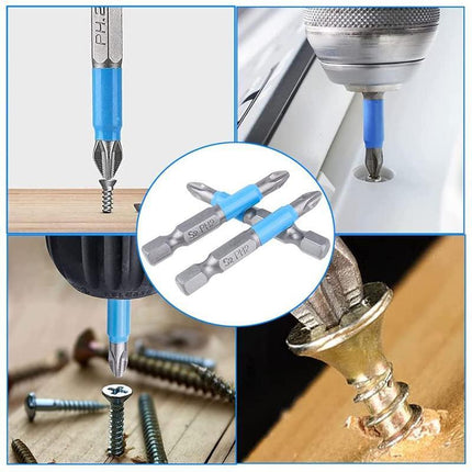 10PCS Anti Slip Electric Hex Shank Magnetic 50mm PH2 Cross Head Screwdriver Bits - Aimall