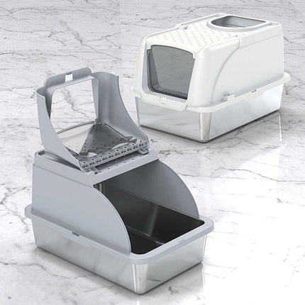 Durable Stainless Steel Cat Litter Box Pan Pet Toilet Odor Control Tray Large