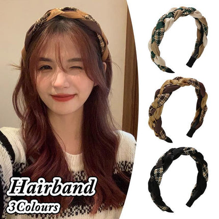 Women Retro Hair Hoop Fried Dough Twist Headband French College Style Hair Clip - Aimall