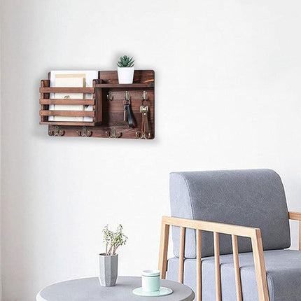 Wooden Wall Mounted Hanging Rack Holder Storage Shelf for Living Room Entrance