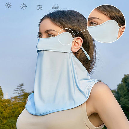 Ice Silk Sunscreen Mask Scarf Head Face Neck Gaiter UV Protection Outdoor Hiking - Aimall