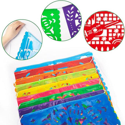 Carnival Party Decor Square Paper Cut Plastic Flower Flag Banner for Celebration