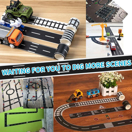 4pcs Kids DIY Road Track Traffic Tape Railway Highway Play Adhesive Tape Set