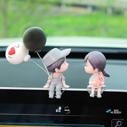 2pairs Cute Couple Car Interior Decorations Desktop Ornaments Car Accessories