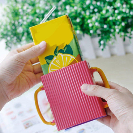 Adjustable Folding Juice Box Holder No-Squeeze Cup for Little Ones 2-Pack