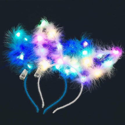 LED Bunny Ears/Angel/Pearl Headband Light Up Headpiece Cute Hair Accessory - Aimall