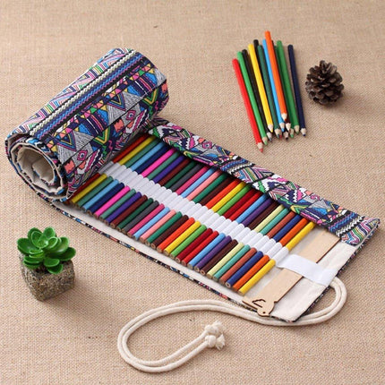 48/72 Hole Canvas Roll Pen Bag Pencil Case for Colored Pencils and Sketch Tools