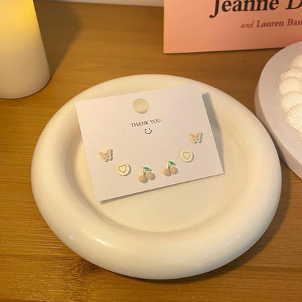 Cute Pink Stud Earrings Set for Women Girls Simple Fashion Jewelry Accessories