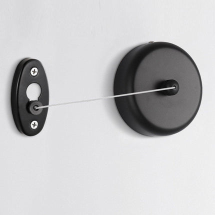 Black Round Wall Mounted Retractable Clothesline for Bathroom Balcony Hotel Use