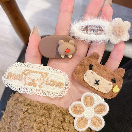 Children Plush Hair Clip Bangs Clip Cartoon Barrettes Korean Style Kids Hairpin - Aimall