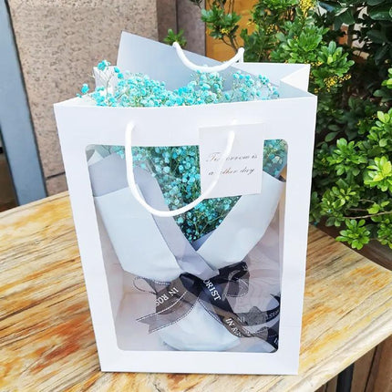 50PCS Flower Bouquet Tote Wedding Favor Bag Bride Tote Clear Gift Bags Handbag White - Aimall