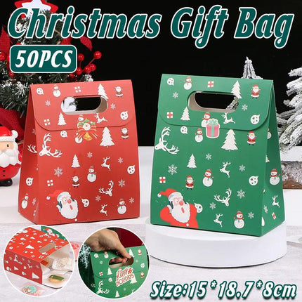 50PCSChristmas Candy Biscuit Packaging Box Gift Bag Baking Hand Treats
