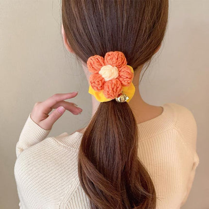 Corduroy Flower Hair Scrunchies Ponytail Holder Hair Ties Rope Hair Accesorries - Aimall