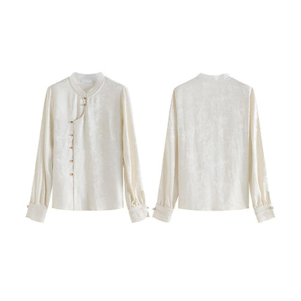 New Chinese Style Guofeng Long Sleeve Shirt Women Elegant Top Fashion Blouse - Aimall