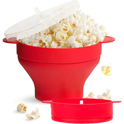 Popcorn Popper Maker Microwave Silicone Collapsible Bowl Container w/Lid Kitchen