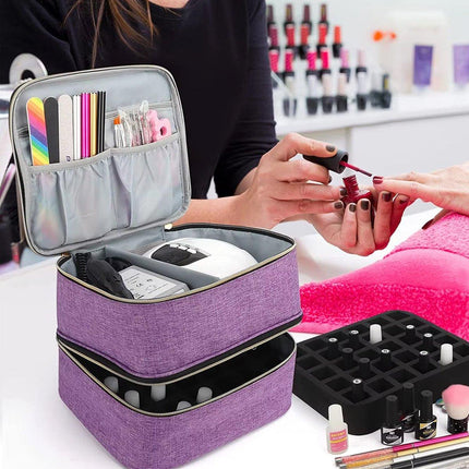 Portable Double Layer Nail Polish Essential Oil Storage Bag Travel Organizer