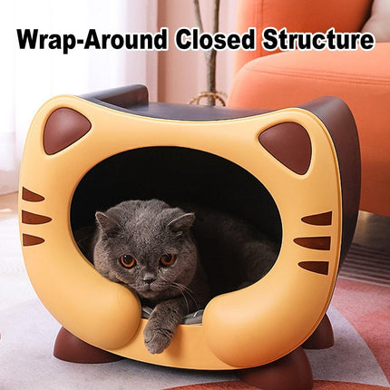 Semi Closed Cat Nest Soft Cozy Pet Bed for Cats Small Animals Indoor Sleeping