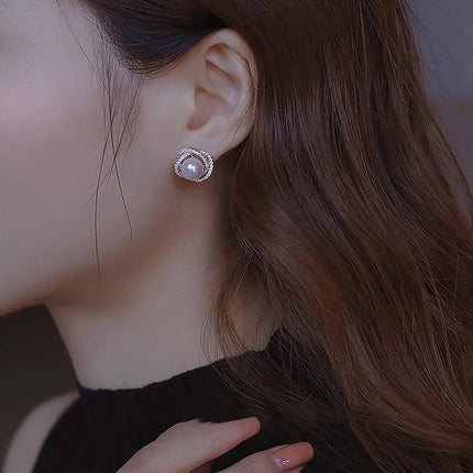 High Grade Elegant Pearl Earrings Fashion Jewelry Round Statement Earrings