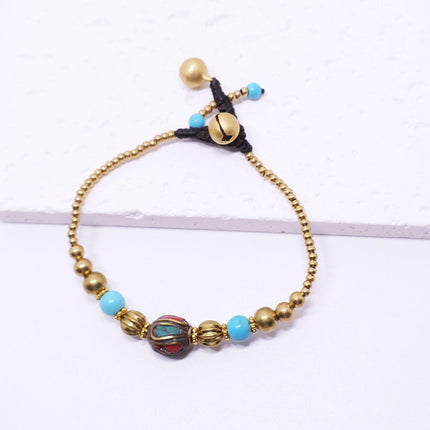 Ethnic Style Handmade Bracelet Color Stone Sky Bead Fashion Round Bead Bracelet