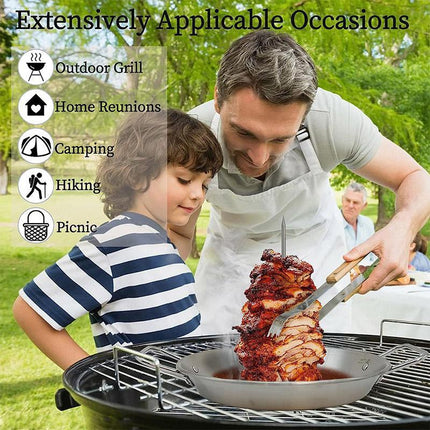 Stainless Steel Vertical Skewer Grill Pan Barbecue Kebab Rack Grill Cooking Tool