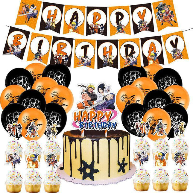 Anime Naruto Theme Backdrop Birthday Party Decorations Supplies Set - Aimall