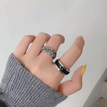 Spinner Rings Mens Womens Fidget Rotating Ring Silver Stainless Steel Size 12 - Aimall