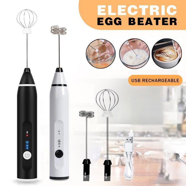 USB Rechargeable Electric Egg Beater Milk Coffee Frother Drink Foamer Mixer Tool - Aimall