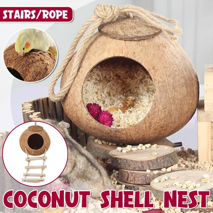 Lanyard Birdhouse Parrot Coconut Nest Bed Hanging Bird Cage for Small Birds