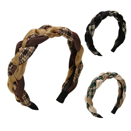 Women Retro Hair Hoop Fried Dough Twist Headband French College Style Hair Clip - Aimall