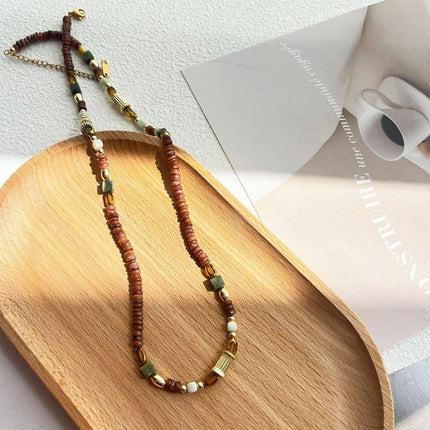 Natural Stone Beads Necklace Women Elegant Handmade Jewelry Fashion Accessory
