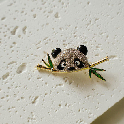 High-End Cute Panda Brooch Bamboo Animal Pin Chinese Style Corsage for Men Women