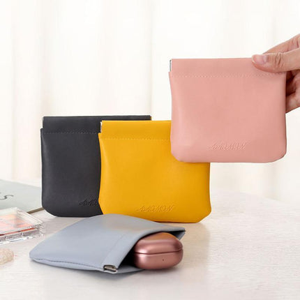 Pocket Cosmetic Bag Leather Storage Portable self-Closing Water-Resistant - Aimall