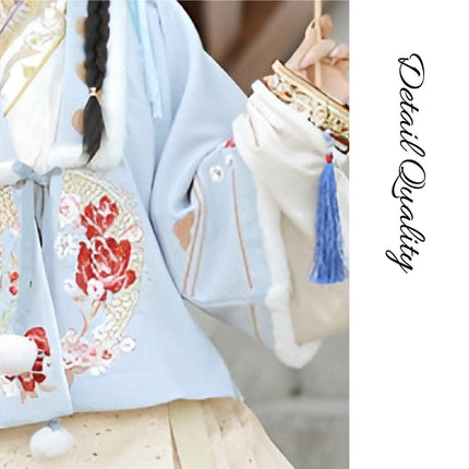 Ming Dynasty Hanfu Female Cashmere Thick Short Jacket Chinese Style Winter Coat