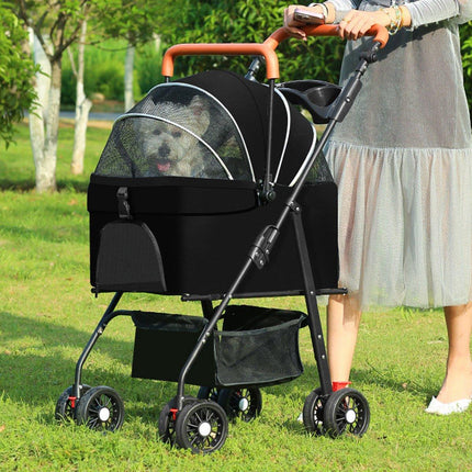 Foldable 2 in 1 Pet Stroller for Outdoor Travel Outing Lightweight Pet Carrier