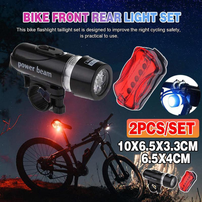 2x Front Rear Bike Light LED Bicycle Tail Lights Waterproof Flashlight Headlight - Aimall