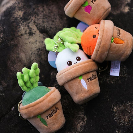 Lifelike Plants Potted Radish Stuffed Plush Toys Cartoon Plants kid keychain - Aimall