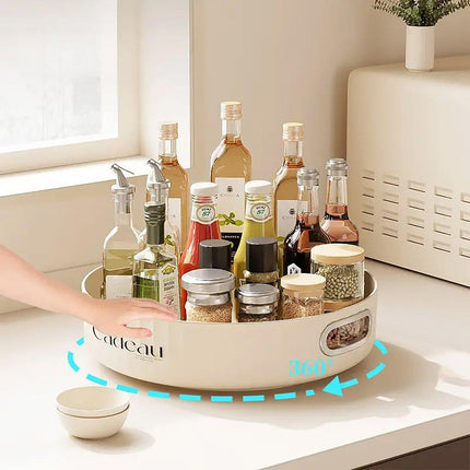 Kitchen Rotating Spice Rack Storage Organizer Multifunctional Round Tray Holder