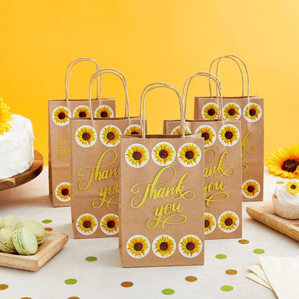 2 Rolls Sunflower Stickers Handmade Flower Decoration Labels for Craft Projects