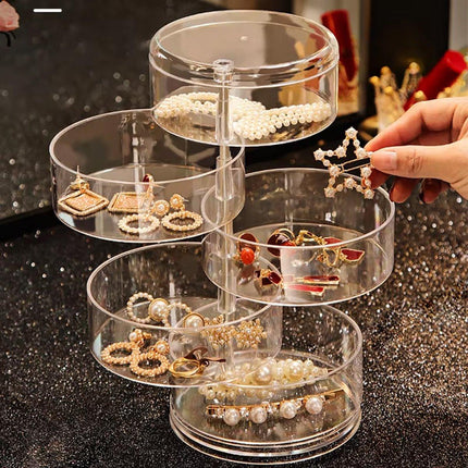 5 Layer Rotating Storage Box Transparent Jewelry Organizer for Home Display