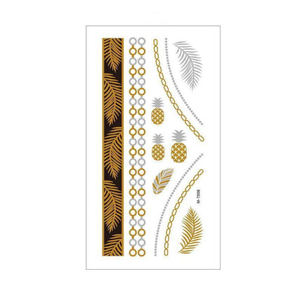 Women Lady Metallic gold silver color boho arm Body Temporary Tattoo Sticker Art - Aimall