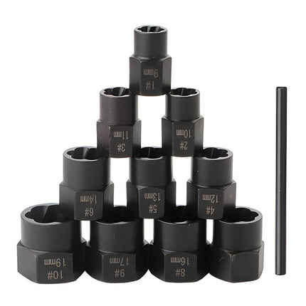 11PCS Locking Wheel Nut Remover Grip N Twist Sockets Damaged Rounded Bolts Tool - Aimall