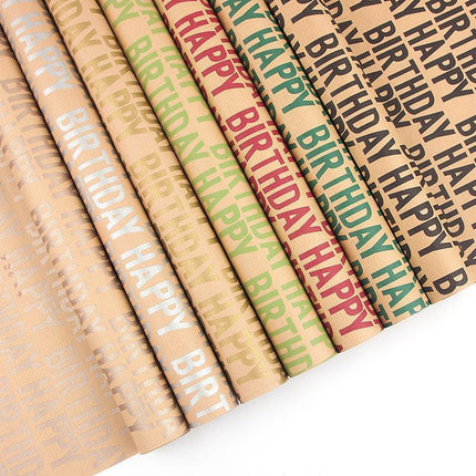 Vintage Kraft Wrapping Paper Happy Birthday Gift Box Wrapping Paper for Presents