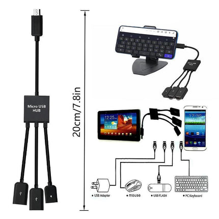 Micro USB 2.0 OTG HUB Cable Adapter AU Male to Female Dual Host Fast Transfer - Aimall