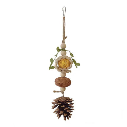 Parrot Chew Toys Bird Cage Accessories Hanging Pinecone Rattan Ball Foraging Toy